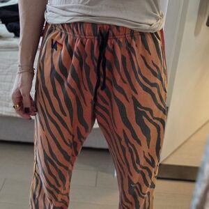 Aviator Nation Orange and Black Zebra Print Joggers